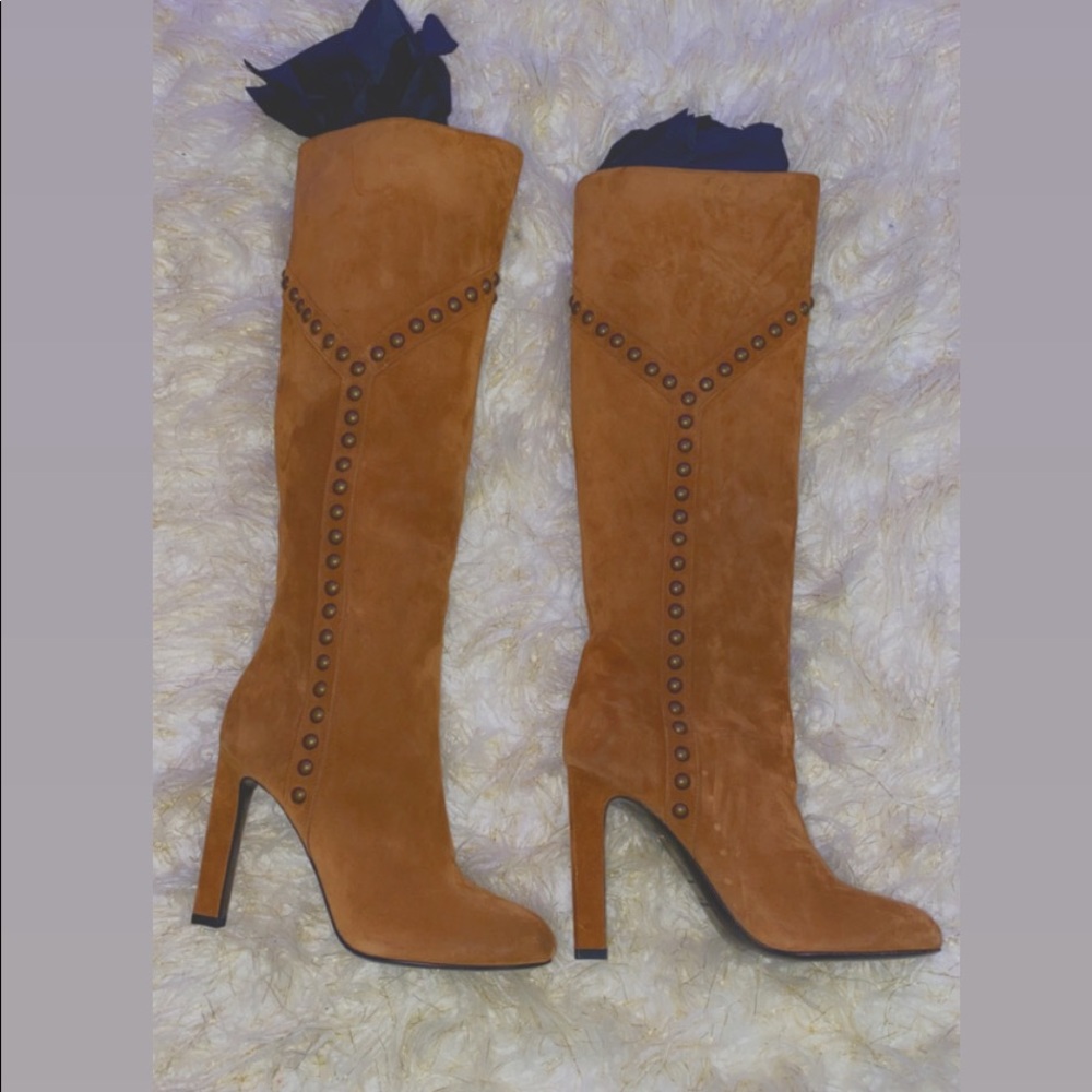 Saint Laurent tanned suede boots